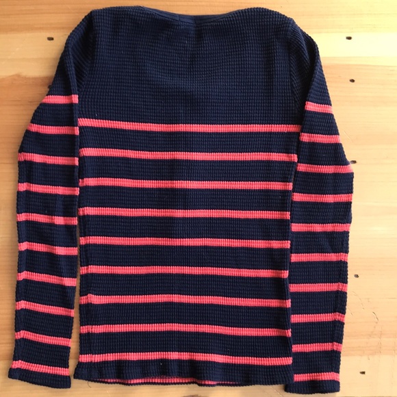 J Crew waffle knit striped henley navy/orange XXS - Picture 3 of 3